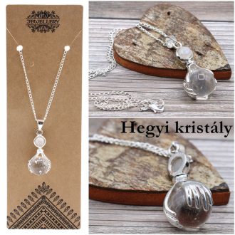 elegáns ásványi kristály medálos nyaklánc