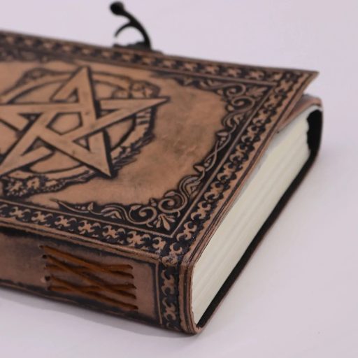Pentagram - boszorkány napló, bőrnotesz - B6 méret