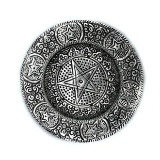 Boszorkányszög - kerek füstölő tartó pentagram díszítéssel
